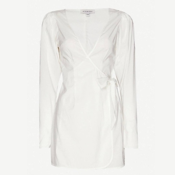 WeWoreWhat Blanca Wrap Dress Womens Size Small White Plunge Long Sleeve Poplin - Picture 16 of 16